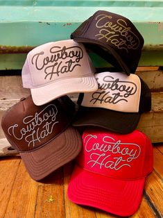 Classic trucker hat with a moldable curved bill Adjustable snap back One size fits most Curved, moldable bill Company Gifts, Snap Backs, Band Tees, Boots For Sale, Sale Items, Trucker Hat, Hats