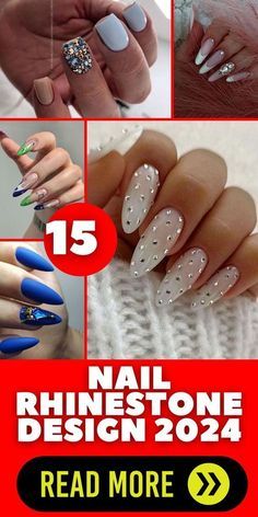 Rhinestone Nail Designs Bling, Dimond Nails Ideas Short, Studded Nails Rhinestones, Nail Art Designs With Gems, Nail Designs Rhinestones Bling, Nail Designs With Gems Rhinestones, Simple Nail Designs With Gems, Nail Art Rhinestones Ideas, Natural Nails With Rhinestones