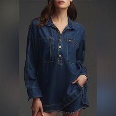 Anthropologie Pilcro Denim Half-Button Tunic Shirt. New With Tags! From Holy-Grail Tees And Perfectly Fitted Jeans To Laidback Dresses, Pilcro Is On Everyone’s Most-Wanted-Wardrobe List. Cotton Button Front Machine Wash Imported Oversized Fit Length = 31” Front And 32.5” In Back Underarm To Underarm= 24.5” Denim, Oversized, Western, Zippers, Anthropologie, Pilcro, Cotton Denim Blue Denim Top With Button Cuffs, Indigo Collared Denim Top With Button Closure, Collared Indigo Denim Top With Button Closure, Relaxed Fit Denim Top With Buttons, Denim Tops With Button Cuffs And Relaxed Fit, Relaxed Fit Denim Tops With Button Cuffs, Indigo Denim Top With Button Closure, Relaxed Fit, Relaxed Fit Indigo Denim Top With Button Closure, Denim Tops With Button Cuffs In Dark Wash