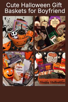 a collage of halloween gifts for boyfriends and their kids to give as presents