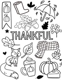 a black and white thanksgiving coloring page