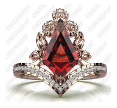 Red Flower-shaped Ring For Wedding, Red Flower Shaped Wedding Ring, Wedding Red Flower-shaped Ring, Wedding Red Flower Shaped Ring, Art Deco Ruby Wedding Ring, Red Flower Ring For Wedding, Unique Rings For Wedding On Valentine's Day, Red Art Deco Jewelry For Wedding, Elegant Red Flower-shaped Ring