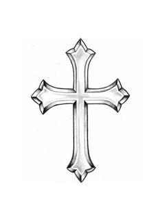 a black and white drawing of a cross