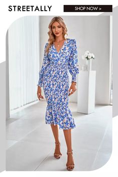 Elegant V-Neck Slim Fit Printed Waist Bodycon Dresses Stretch Midi Dress For Brunch, Knee-length Floral Midi Dress With Fitted Waist, Elegant Non-stretch Midi Dress For Brunch, Spring Party Midi Dress With Fitted Waist, Spring Midi Dress With Fitted Waist For Party, Spring V-neck Midi Dress With Fitted Waist, Knee-length Non-stretch Midi Dress For Brunch, Non-stretch Knee-length Midi Dress For Brunch, Midi Dress With Fitted Waist For Brunch