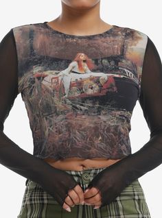 The Lady Of Shalott Mesh Twofer Long-Sleeve Top | Hot Topic Mesh Overlay Top, Tank Top Over Shirt Outfits, Vintage Hot Topic, Mesh Top Long Sleeve, Mesh Shirts, Lady Of Shalott, Swamp Witch, Cutesy Outfit, Vintage Band Shirts