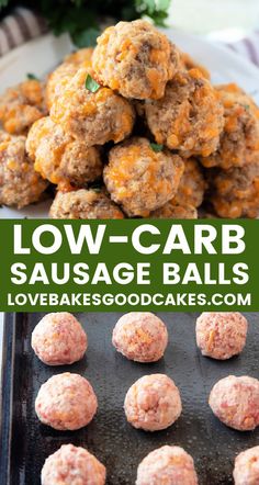 low carb sausage balls collage pin Sausage Balls Low Carb, Keto Sausage, Easy Low Carb Recipes, Low Carb Low Fat Recipes, Keto Appetizers, Boiled Egg Diet Plan, No Carb Recipes, Sausage Balls, Meat Appetizers