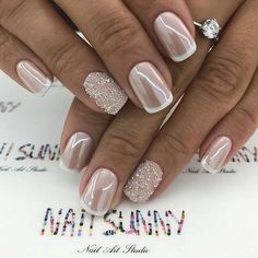 Soooo pretty!! #manicure Fall Wedding Nails, Wedding Nails For Bride, Wedding Nails Design, Nail Art Wedding, Bride Nails, Glam Nails, Neutral Nails, Bridal Nails, French Tip Nails