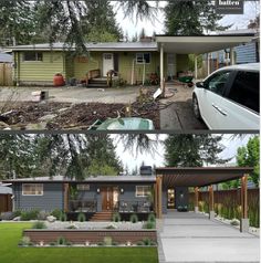 before and after photos of a house in the suburbs