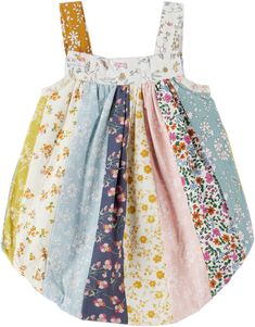 Cotton poplin bodysuit. Floral pattern, stripes, and pleats throughout. · Square neck · Elasticized cuffs · Press-stud fastening at inseam · Adjustable shoulder straps · Full cotton lawn lining · Machine-wash Supplier color: Patchwork Esther Kids Size: child's height 3-6M: 26.75 / 67.9 cm 6-12M: 30.5 / 77.5 cm 12-18M: 34 / 86.4 cm 18-24M: 36.25 / 92.1 cm 2Y: 38 / 96.5 cm Upcycle Kids, Sewing Kids Clothes, Eckhaus Latta, Baby Sewing Projects, Cotton Bodysuit, Easy Sewing Patterns, Photo Outfit, Home Products, Sewing For Kids