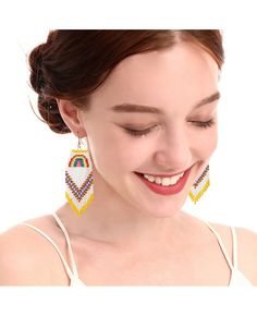 Get 10% off now! Buy 2024 rainbow trendy ins style tassel long earrings at cheap price online. Free stable shipping and pro since 2009. Rainbow Rice, Bead Dangle Earrings, Rice Bead, Beaded Dangle Earrings, Beaded Dangles, Long Earrings, Ring Necklace, Dangle Earrings, Rice