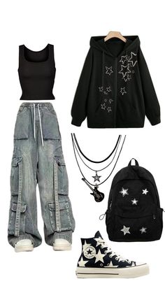 How To Find Style Fashion, Dark Astethic Outfits Women, Yk2 Outfit Ideas, Grunge Outfits Accessories, Y2k Outfits With Converse, Gurge Aesthetics Outfit, Masculine Grunge Outfits For Women, Dark Grunge Aesthetic Clothes, Fashion Inspo Outfits Grunge