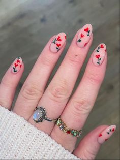 Butterfly Nail Designs, Spring Nail Ideas, Valentine Nail Art, Cute Spring Nails, Nail Designs Valentines, Valentines Day Nails, Valentine Nails, Red Nail Designs, S Nails