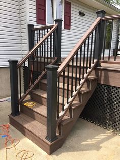 a set of stairs leading up to a house