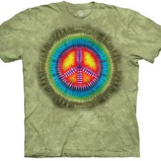 Do You Love Peace? Be At One With Your Inner Self With This Peace Adult T-Shirt From The Mountain! ~ Classic Style Pre Shrunk Mottle Dye Adult Unisex T-Shirt With A Generous Cut. Each One Is Unique! ~ Made From 100% Heavy Weight Cotton. 100% Irresistible. ~ Features Amazingly Realistic Graphics And Vibrant Colors. ~ Machine Washable And Can Be Ironed Over. Designs Will Not Fade Or Crack. Condition - Brand New! Unused In Perfect Condition. Tie Dye Green, Love Spiritual, Feelin Groovy, Mountain Outfit, Rainbow T Shirt, T Shirt Company, Mountain Shirt, New Years Shirts, Hippie Love