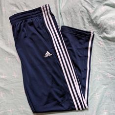 New Without Tags Adidas Track Pants, Drawstring , Rear Zipper Pocket Sz Xl Casual Navy Pants With Three Stripes, Adidas Blue Sporty Joggers, Sporty Blue Adidas Joggers, Casual Navy Adidas Bottoms, Blue Athleisure Bottoms With Three Stripes, Adidas Navy Cotton Bottoms, Casual Navy Adidas Pants, Casual Blue Joggers With Three Stripes, Adidas Blue Cotton Pants