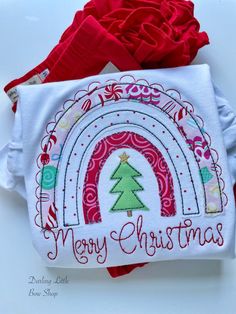 Merry Christmas Rainbow shirt or bodysuit for girls Christmas Applique Shirts, Christmas Embroidery Shirts, Christmas Monogram Shirt, Merry Christmas Darling, Machine Embroidery Gifts, Embroidery Things, Girls Christmas Shirts, Christmas Rainbow, Machine Applique Designs