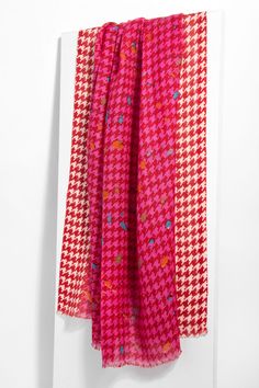 Fun Houndstooth Scarf Pink Houndstooth, Red Houndstooth, Houndstooth Scarf, Light Coral, Houndstooth Pattern, Blue And Orange, Pink And Red, Scarf Wrap, Knitted Scarf