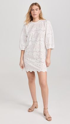 Natalie Martin Collection Lisa Dress | Shopbop Cotton Eyelet Dress For Brunch, Daywear Mini Dress With Eyelets, Spring Cotton Mini Dress With Eyelet Details, Spring Cotton Eyelet Mini Dress, Fitted Eyelet Dress With Puff Sleeves, Spring Eyelet Dress With Puff Sleeves, Spring Eyelet Puff Sleeve Dresses, Casual Broderie Anglaise Puff Sleeve Dress, Lisa Dress