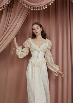 Korean Fashion Dress Casual, Robes Vintage, Korean Fashion Dress, Wool Clothing, Fashion Dresses Casual, Casual Design, Fairy Dress, Puffed Sleeves Dress, Corset Style