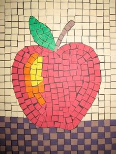 an apple made out of small pieces of tile