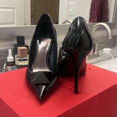 These Black Patent Leather Valentino Pumps Have Never Been Worn Outside Of The House And Are In Perfect Condition! They Come With The Original Box And Dust Bag. Size 37.5 Purchased From Neiman Marcus Black Patent Leather Heels With Leather Lining, Party Patent Leather Heels With Leather Lining, Patent Leather Heels With Leather Lining For Party, Party Heels With Patent Leather And Leather Lining, Pointed Toe Heels With Leather Lining For Night Out, Sleek Party Heels With Leather Lining, Black Leather Lined Heels For Formal Events, Designer Patent Leather Heels With Leather Lining, Luxury Leather-lined Evening Heels