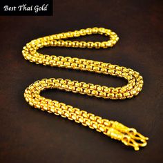 Item :  1 x Necklace For :  Men  Type :  GOLD PLATED over Brass, Nickel free  Purity:  96.5% Surface:  Shiny Length:  ~ 24 inches Width:  ~ 3 mm Weight:  ~ 26 grams -------------------------- * 24K Gold Plated Jewelry * Look like Real Gold * The weight is the same as Real Gold * Nickel free / No Allergic ** Please read the item details completely and measure your wrist size , necklace length before ordering. The shop does not accept cancellations, exchanges or returns in any cased once the order Thailand Jewelry, Buddha Necklace, Necklace Mens, Mens Necklace, Yellow Gold Necklace, Link Chain Necklace, Men's Necklace, Minimalist Necklace, Chain Link Necklace