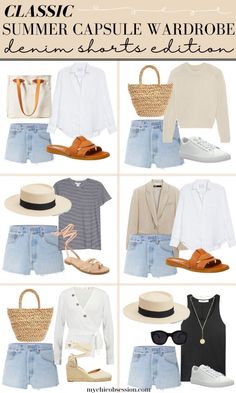 Timeless Capsule Wardrobe Summer, Simple Summer Capsule Wardrobe, Summer Basics 2023, Timeless Summer Wardrobe, Timeless Casual Outfits Summer, How To Dress 38 Year Old, Preppy Wardrobe Aesthetic, Minimalistic Vacation Outfits, Summer Time Capsule Wardrobe