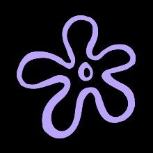 a purple flower on a black background with the letter o in it's center