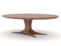 an oval wooden table with two leaves on the top and one leaf at the base