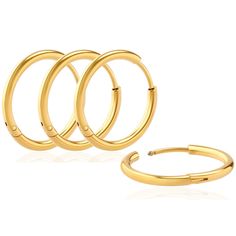 PRICES MAY VARY. 【Product Details】2 Pairs hoop earrings in a pack,Gauge size: 20G/0.8mm, width of the ring is 12G/2.0mm, Inner Diameter: 6mm. Gold color.Waterproof,Not changed color. 【Comfortable】Made of surgical steel,Nickel and lead free.High polished,well made ,without sharp edge,They don’t rust,Safe for sensitive ear. comfortable to wear them to sleep,exercise,work or going out all the time 【Easy to put on and take off】Easy to take on/off by hand,Not require a tool,and you can hear a soft "c Anti Tragus Piercing, Sleep Exercise, Forward Helix Piercing, Anti Tragus, Huggie Earrings Silver, Silver Nose Ring, Forward Helix, Cartilage Earrings Hoop, Cartilage Hoop