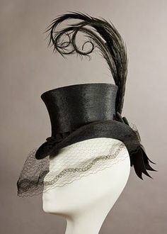 Vintage Veils, Drag King, Black Top Hat, Lady Mary, Mini Top Hat