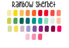 the rainbow sheet is shown with different colors on it and text that reads, rainbow sheet