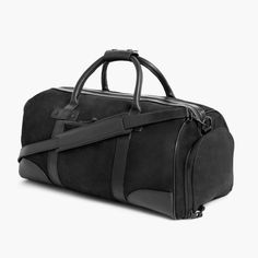 Timeless Men's Weekender Duffel Bag In Black Matte Rugged & Resilient Leather. Featuring Plush Microsuede Interiors, Solid Brass Hardware, And Bridle Leather Handles, Your Weekend Getaway Has Never Looked So Good. Shop Now For Free Shipping & Returns! Formal Suede Bags With Suede Lining, Luxury Black Suede Shoulder Bag, Black Suede Luxury Shoulder Bag, Black Suede Bag For Formal Occasions, Suede Travel Bag With Leather Trim, Travel Suede Bag With Leather Trim, Leather Travel Bag With Suede Lining, Black Leather Bag With Suede Lining, Travel Bags In Textured Suede Leather