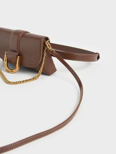 Dark Brown Gabine Crossbody Bag - CHARLES & KEITH US Classic Black Handbag, Adjustable Bag Strap, Frock And Frill, Kids Belt, Handbag Essentials, Womens Closet, Pointed Pumps, Adjustable Bag, Power Dressing