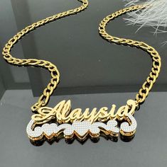 --Personalized Double Name Necklace,Custom Gold Name Necklace,Two Tone Name Necklace,Name Plate ,Mothers Necklace,Name Jewelry,Christmas Gift The most unique jewelry you can find, a perfect gift for your friend, family, or for yourself.  ❤️ Made and shipped from the USA ❤️ NO FADE / NONTARNISH / WATERPROOF ❤️ High-quality materials and attention to detail ❤️Color: Silver, Gold, Rose Gold ❤️ Our Process time is about 5 - 10 business days upon ordering.         The Transportation time is 4-7 Days. Gold Name Necklace For Wedding And Christmas, Custom Name Necklace For Christmas Wedding, Customized Name Necklace For Christmas Anniversary, Customized White Necklace For Valentine's Day, Customized White Heart-shaped Necklace, Christmas Anniversary Nameplate Jewelry, Personalized Nameplate Necklaces For Parties, Customizable Necklaces For Mother's Day Party, Personalized Nameplate Necklace For Party