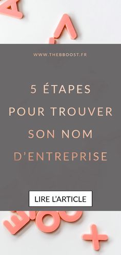 the words 5 etapes pourtrouver son nom d'entreprise are shown in pink