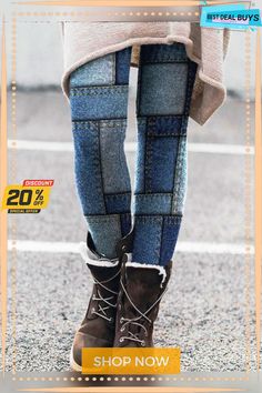 Boot Pants Autumn Fashion Denim Print Slim Fit Skinny Women's Trousers Mid-rise Denim Blue Winter Bottoms, Mid-rise Denim Blue Bottoms For Winter, Winter Mid-rise Denim Blue Bottoms, Non-stretch Denim Blue Patchwork Bottoms, Non-stretch Denim Patchwork Pants, Denim Bottoms For Winter, Denim Blue Patchwork Jeans, Non-stretch Patchwork Denim Pants, Winter Denim Bottoms