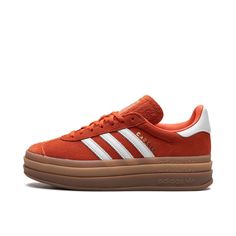 Brand New Size 9 Us Size 7 Uk Orange Suede Signature 3-Stripes Logo Sporty Striped Lace-up Sneakers, Sporty Sneakers With Signature Stripes And Round Toe, Striped Sporty Sneakers With Round Toe, Sporty Striped Sneakers With Round Toe, Low-top Sneakers With Signature Stripes For Streetwear, Sporty Striped Low-top Sneakers, Streetwear Sneakers With Signature Stripes And Round Toe, Adidas Sneakers With Three Stripes Branding, Striped Low-top Sneakers For Streetwear