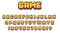 an old school computer game font and numbers