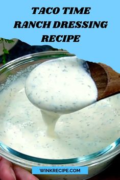 taco time ranch dressing recipe in a glass bowl