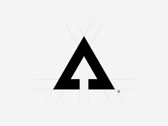 the letter a is made up of black and white lines, with an arrow in the middle