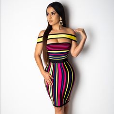 S (2-4) M (6-8) L (10-12) Stretchy. Off Shoulder. Back Zipper. Church Clothes, Long Sleeve Turtleneck Dress, Striped Bodycon Dress, Black Maxi, Tube Dress, Style Outfits, Bandage Dress, Bodycon Mini Dress, Knee Length Dress