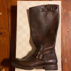 Dark Brown Tall Frye Boots. Good Condition With A Few Scuffs Here And There. Size 8 I’m Pretty Sure Frye Veronica, Slouch Boots, Slouched Boots, Frye Boots, Frye Shoes, Shoes Heels Boots, Shoes Women Heels, Heeled Boots, Dark Brown