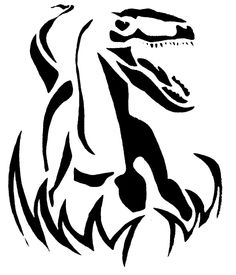 a black and white drawing of a dragon's head with the tail curled up