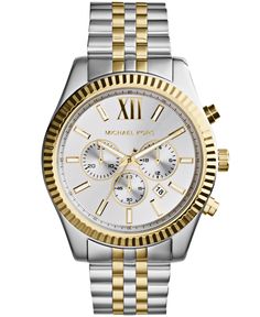 in stock Outlet Michael Kors, Michael Kors Lexington, Mens Chronograph, Michael Kors Men, Unisex Watches, Classic Watches, Two Tone Watch, Stainless Steel Watch, Watches Jewelry