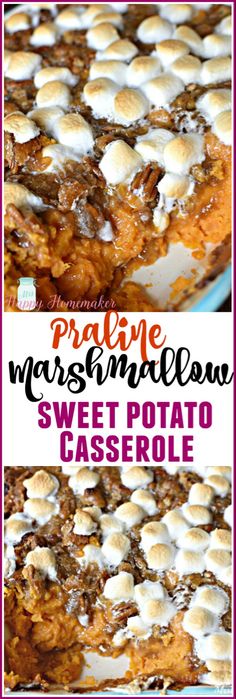 this sweet potato casserole is made with marshmallows and brown sugar