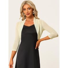 This is a smooth and comfortable bolero cardigan with a specially formulated custom mesh fabric. Constructed in a classic shrug silhouette, this charming bolero benefits from elegant three-quarter sleeves. The lightweight and soft fabric provides a comfy and elegant feeling and shows off your charm. It is the perfect addition to your wardrobe, especially for formal events and special occasions. It is dedicated to a perfect simple design with an elegant look. Mesh Shrug, Mesh Bolero, Short Sleeve Bolero, Apricot Clothing, Bolero Cardigan, Bolero Shrug, Halloween Long Sleeve, Puff Long Sleeves, Stretchy Tops