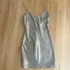 Never Worn, Perfect Condition, Tags Still Attached Chic Metallic Mini Dress, Summer Metallic Bodycon Cocktail Dress, Metallic Summer Cocktail Bodycon Dress, Metallic Bodycon Dress For Summer Cocktail, Metallic Mini Dress For Spring, Metallic Bodycon Dress For Summer, Fitted Gold Mini Slip Dress, Spring Metallic Mini Dress, Metallic Summer Bodycon Dress For Date Night