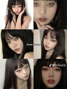 tomie junjiito makeup tutorial collage Types Of Makeup Styles, Tomie Makeup, Hairstyles For Boys, Types Of Makeup Looks, Embrace Your Dark Side, Funny Face Photo, Photo Funny, Cute Eye Makeup