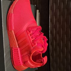 Brand New Red Nmd Adidas Red Sneakers With Boost Midsole, Adidas Red Sneakers With Red Sole, Adidas Red Round Toe Sneakers, Adidas Red Sneakers With Rubber Sole, Leopard Print Adidas, Red Breathable Adidas Sneakers, Red Adidas Breathable Sneakers, Pink Tennis Shoes, Adidas White Shoes